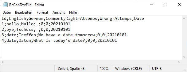 Example ReCab-file